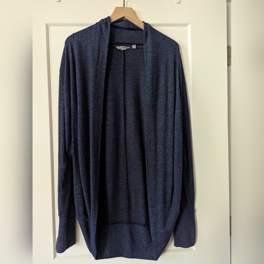 Athleta Navy Wrap Style Open Front Cardigan